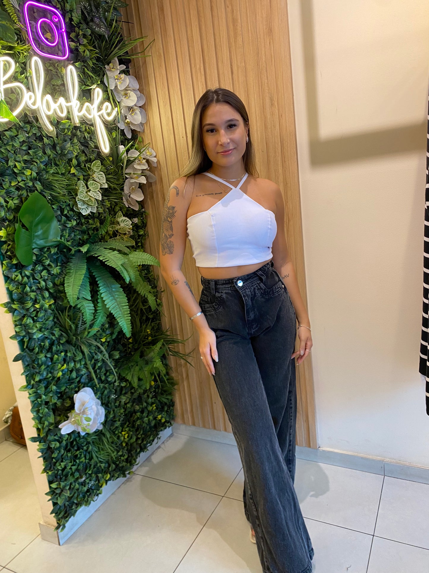 Calça pantalona Jeans