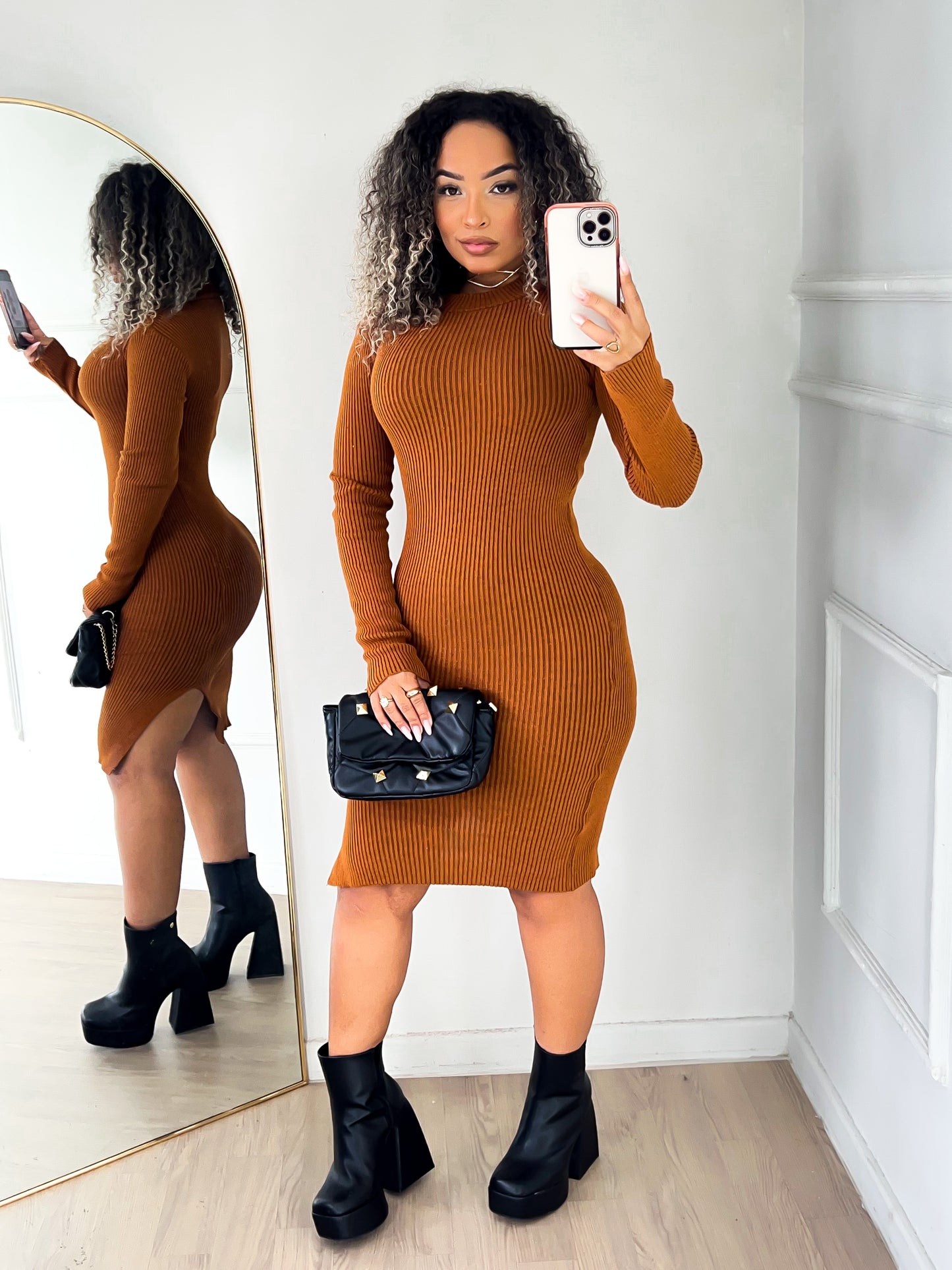 Vestido Tricô Manga Longa