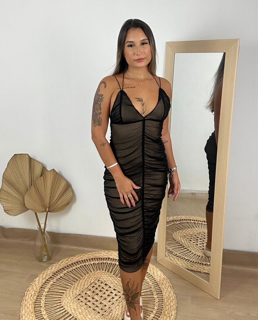 Vestido Tule Drapeado