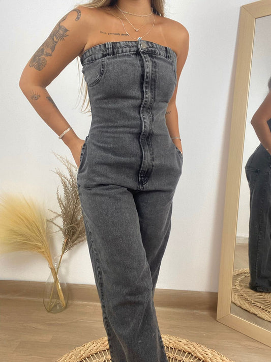 Macacão Jeans Tomara Que Caia