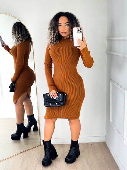 Vestido Tricô Manga Longa