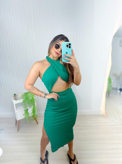 Vestido Mid Decote Transpassado