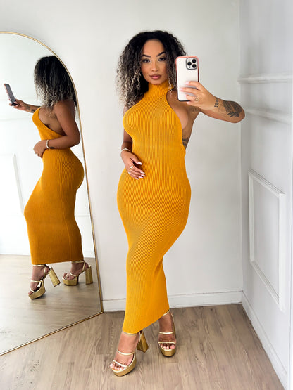 Vestido Longo Tricô Cavado