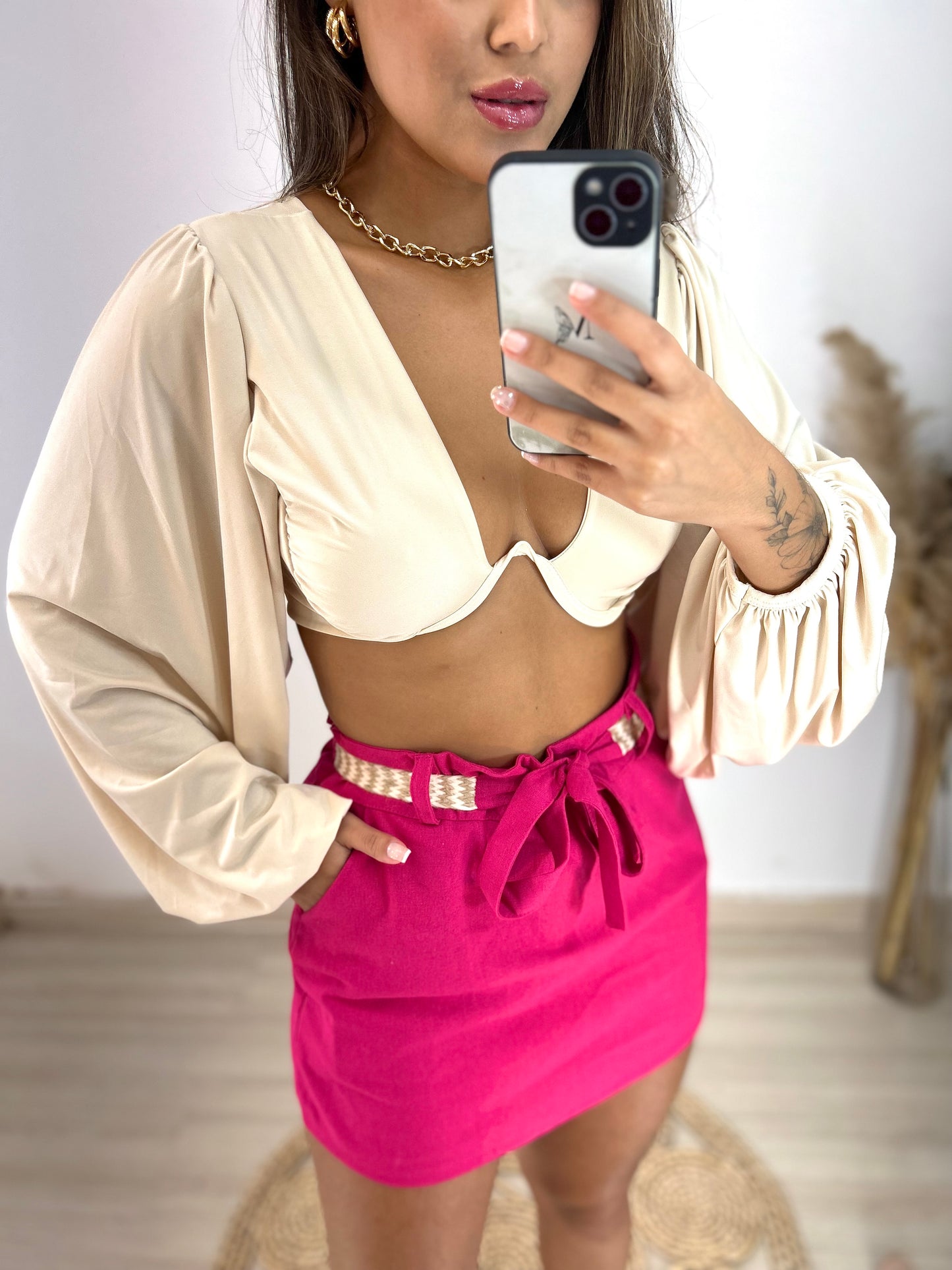 Short saia de Linho