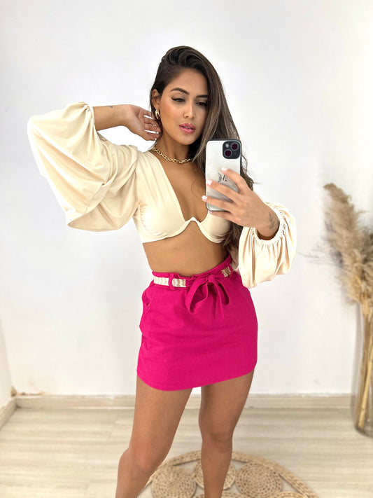 Short saia de Linho